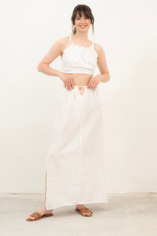 Sırtı Bağcıklı Önden Büzgülü Crop Top