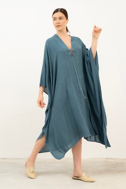 V Yaka Maxi Kaftan Elbise