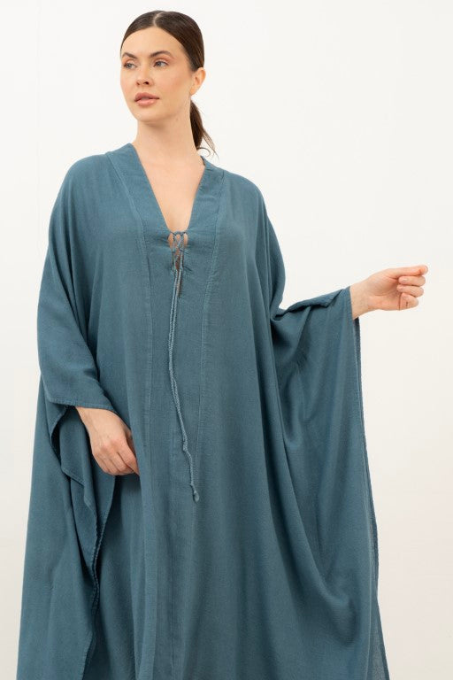 V Yaka Maxi Kaftan Elbise