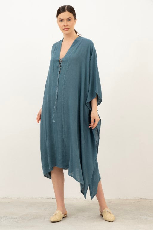 V Yaka Maxi Kaftan Elbise