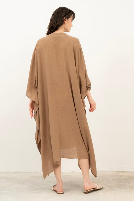 V Yaka Maxi Kaftan Elbise