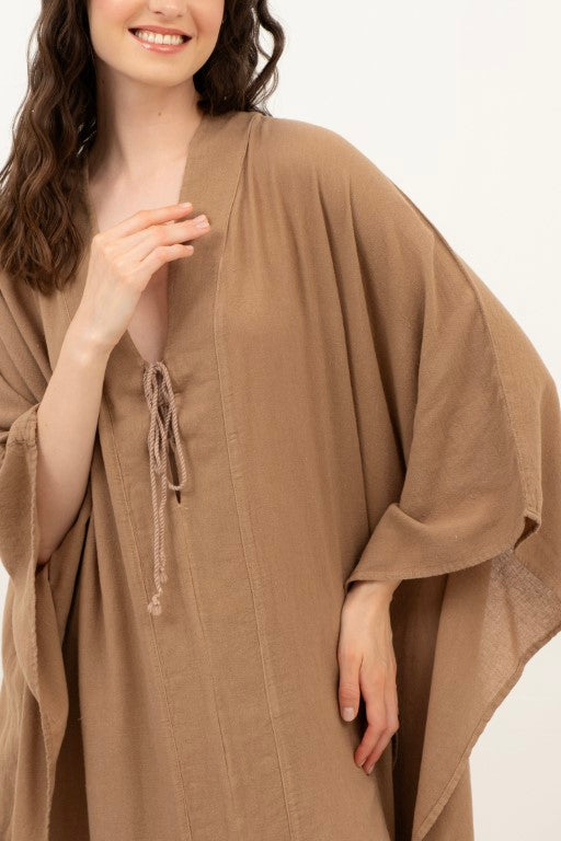 V Yaka Maxi Kaftan Elbise