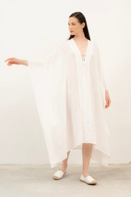 V Yaka Maxi Kaftan Elbise