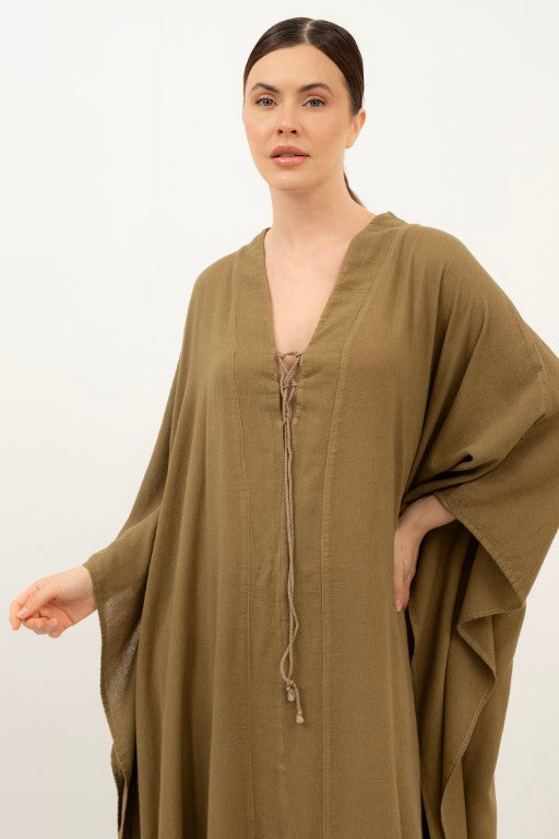 V Yaka Maxi Kaftan Elbise